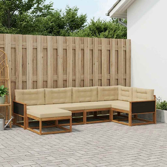 Set di divani da esterno con cuscino 6 pcs Naturale e Beige | homemem39