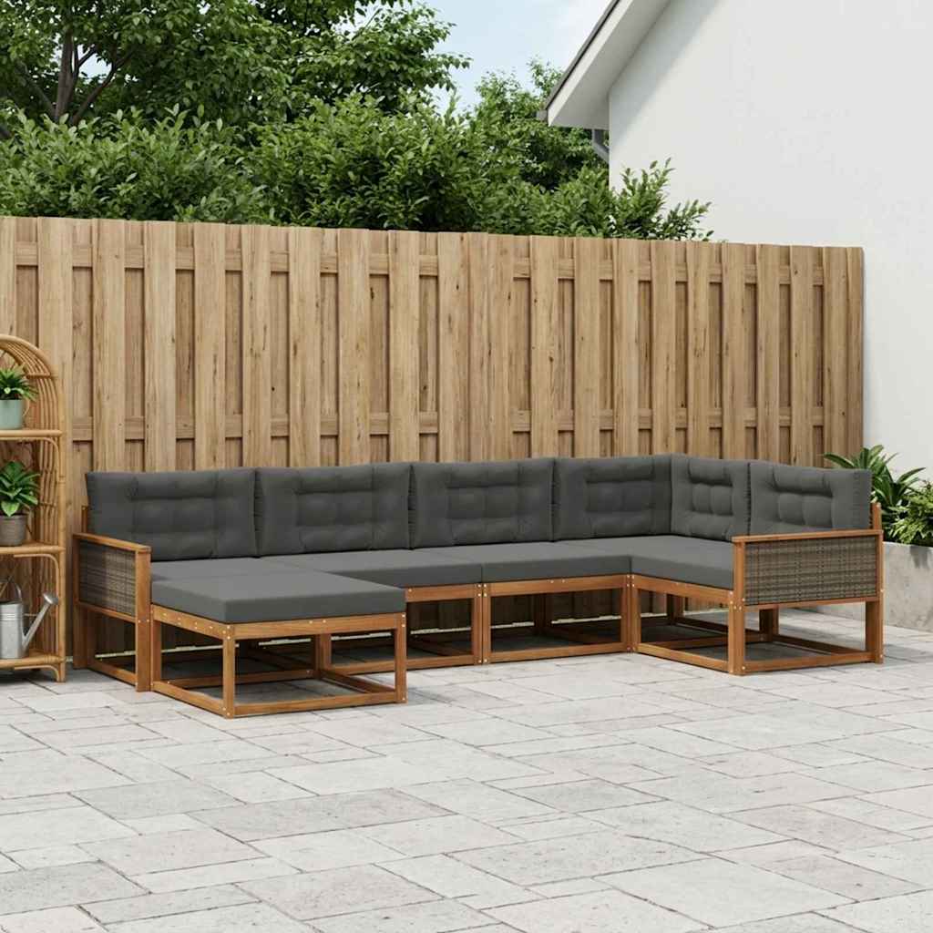 Set di divani da esterno con cuscino 6 pcs Naturale e Antracite | homemem39
