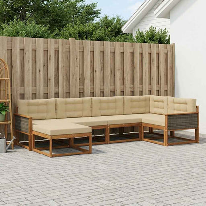 Set di divani da esterno con cuscino 6 pcs Naturale e Beige | homemem39