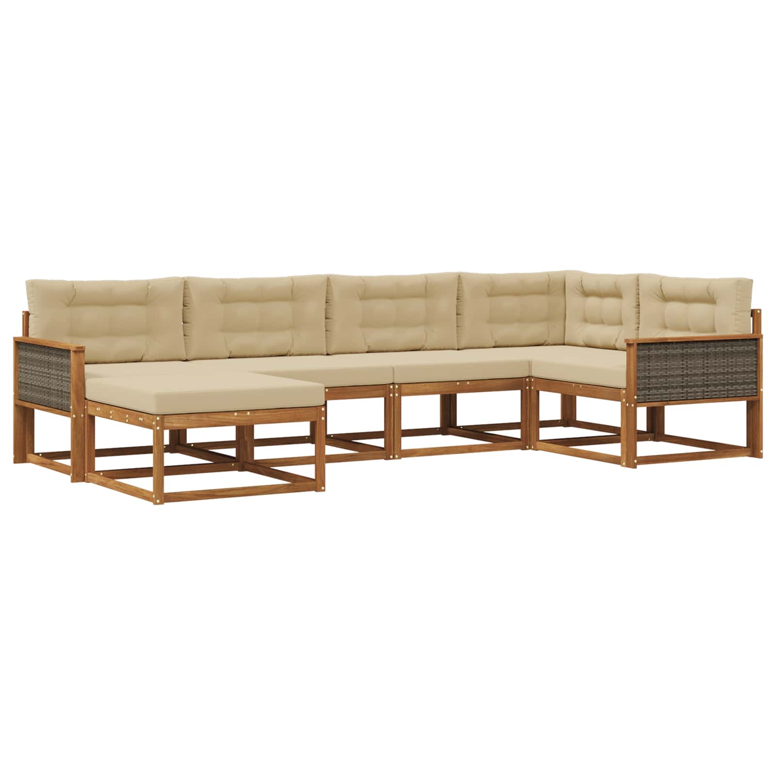 Set di divani da esterno con cuscino 6 pcs Naturale e Beige | homemem39