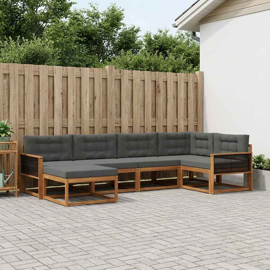 Set di divani da esterno con cuscino 6 pcs Naturale e Antracite