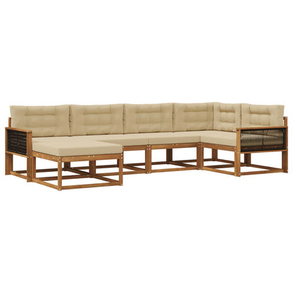 Set di divani da esterno con cuscino 6 pcs Naturale e Beige | homemem39