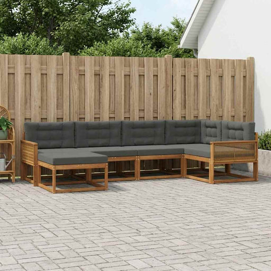 Set di divani da esterno con cuscino 6 pcs Naturale e Antracite | homemem39