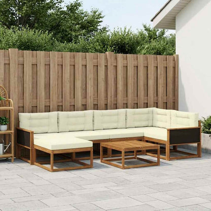 Set di divani da esterno con cuscino 7 pcs Naturale e Crema