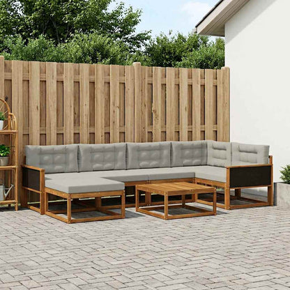 Set di divani da esterno 7 pcs Naturale e Grigio Chiaro