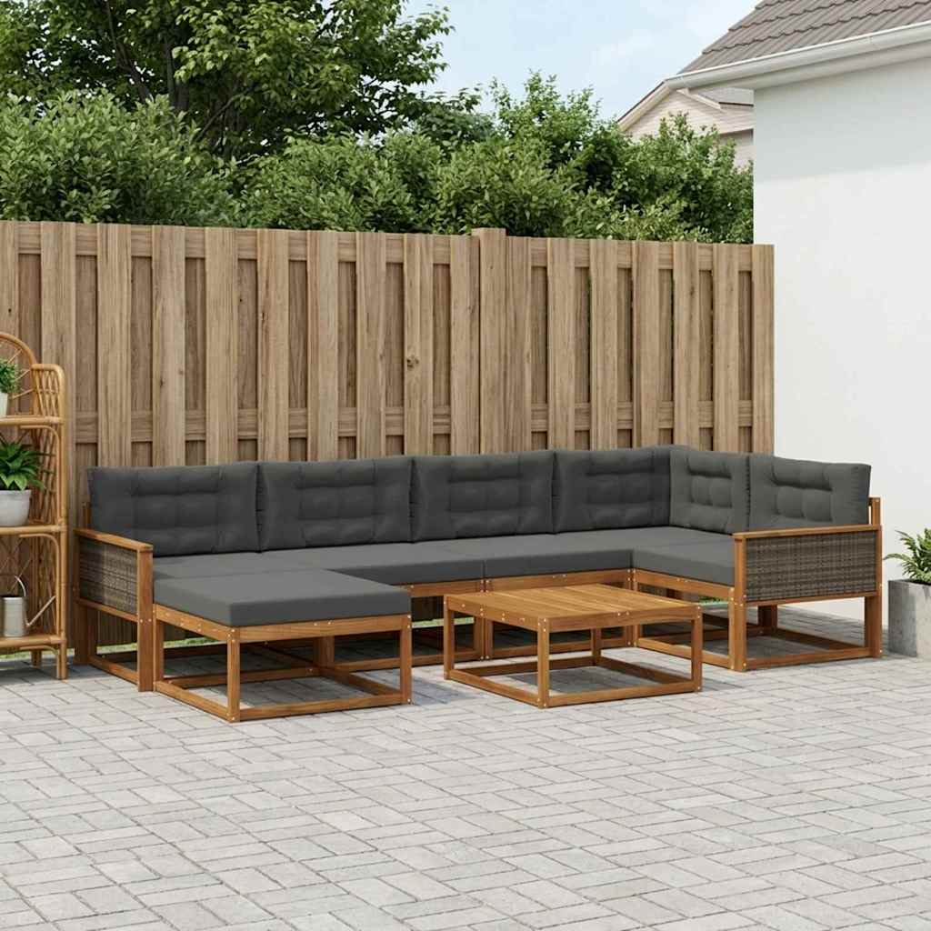 Set di divani da esterno con cuscino 7 pcs Naturale e Antracite