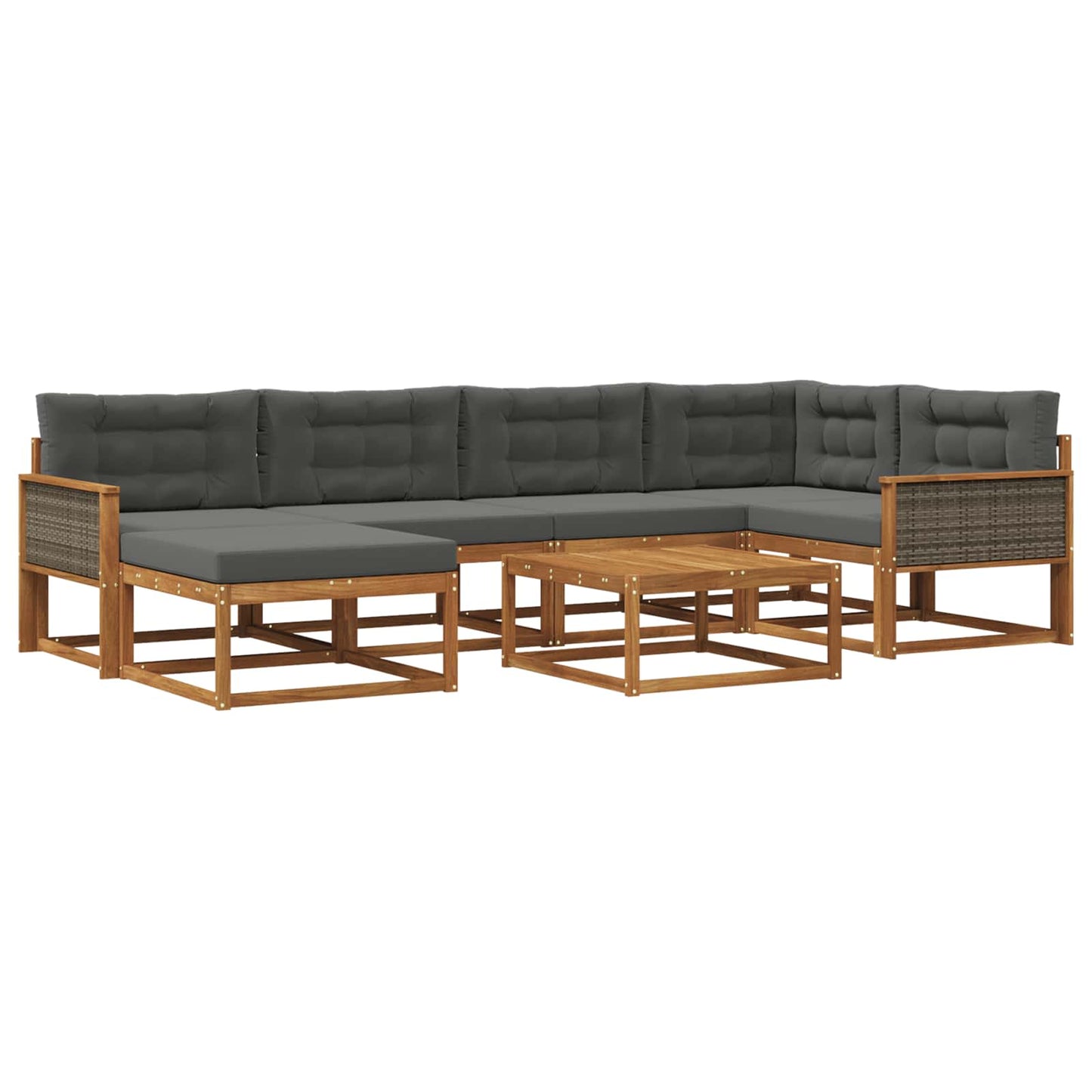 Set di divani da esterno con cuscino 7 pcs Naturale e Antracite