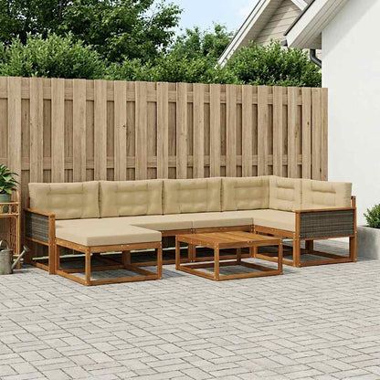 Set di divani da esterno con cuscino 7 pcs Naturale e Beige