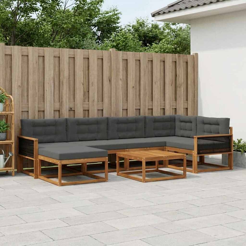 Set di divani da esterno con cuscino 7 pcs Naturale e Antracite
