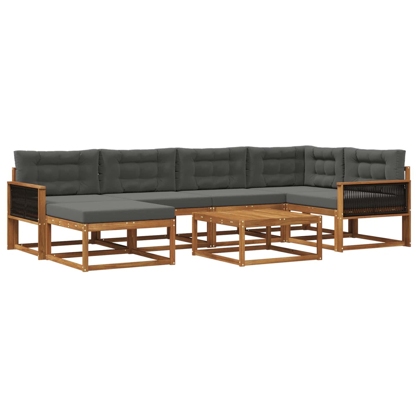 Set di divani da esterno con cuscino 7 pcs Naturale e Antracite