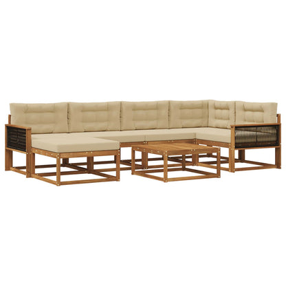 Set di divani da esterno con cuscino 7 pcs Naturale e Beige | homemem39