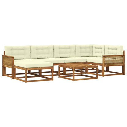 Set di divani da esterno con cuscino 7 pcs Naturale e Crema | homemem39