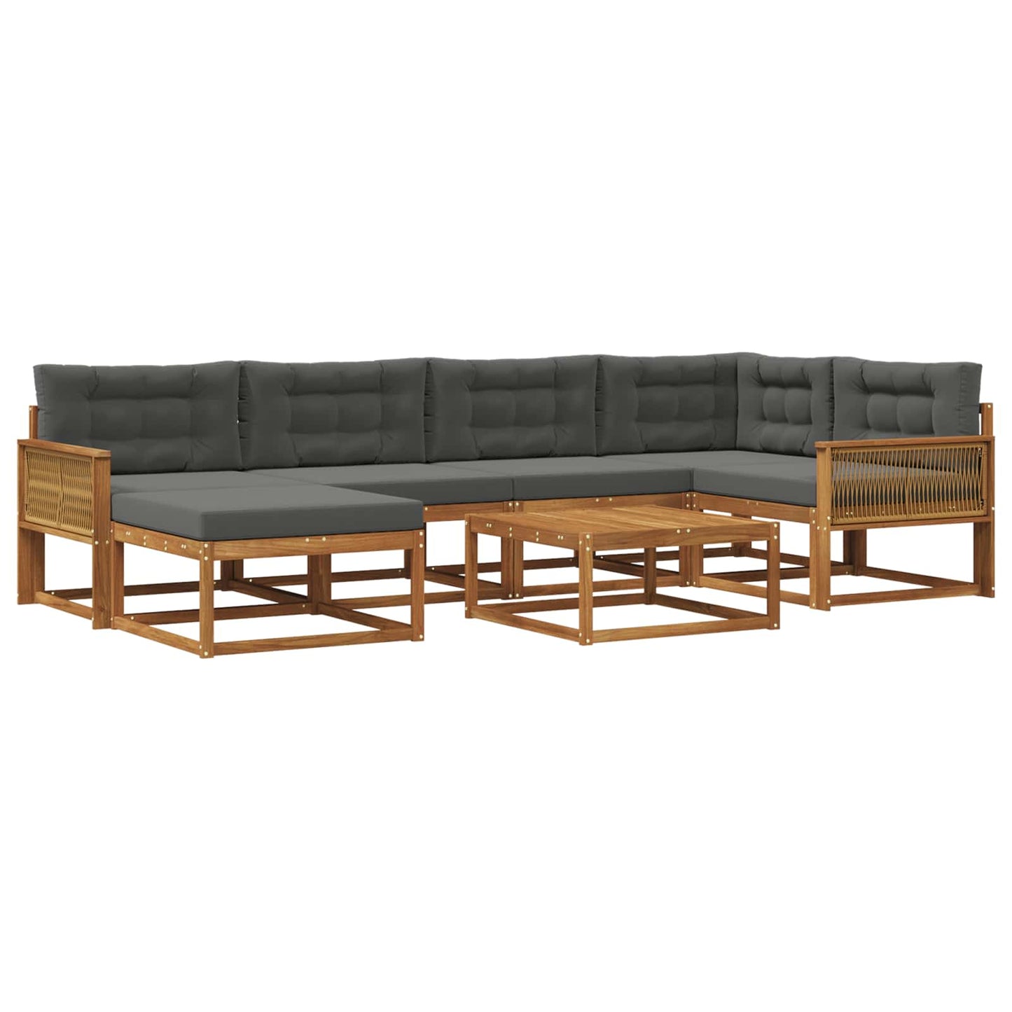 Set di divani da esterno con cuscino 7 pcs Naturale e Antracite