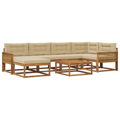 Set di divani da esterno con cuscino 7 pcs Naturale e Beige
