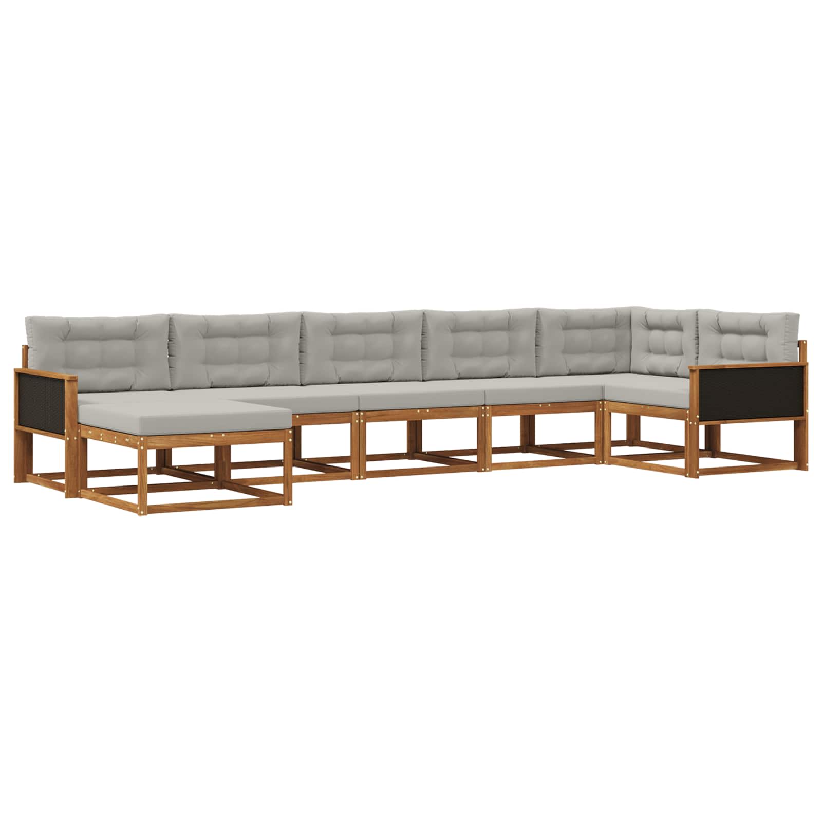 Set di divani da esterno 7 pcs Naturale e Grigio Chiaro | homemem39