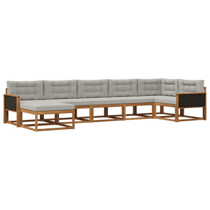 Set di divani da esterno 7 pcs Naturale e Grigio Chiaro | homemem39