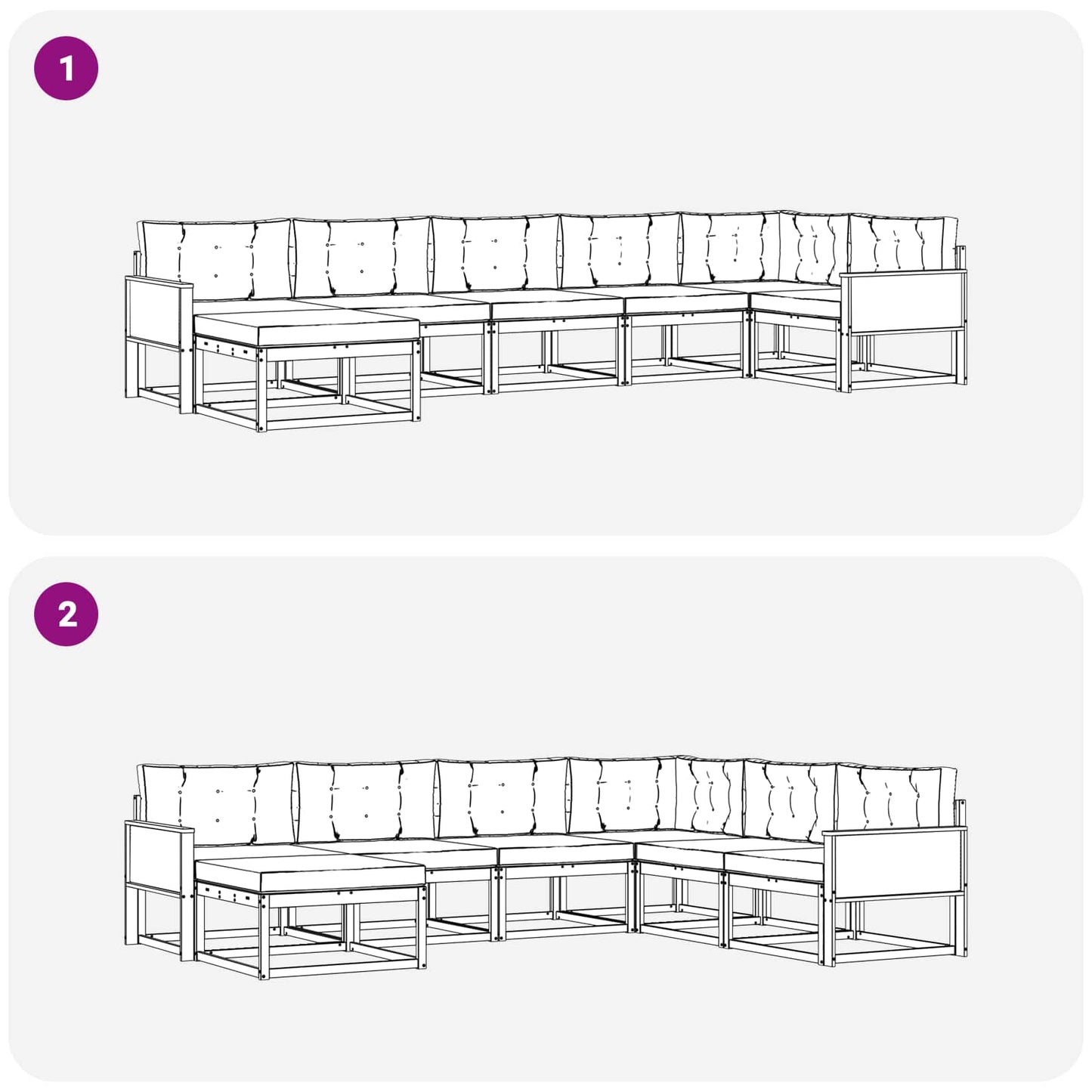 Set di divani da esterno con cuscino 7 pcs Naturale e Antracite | homemem39