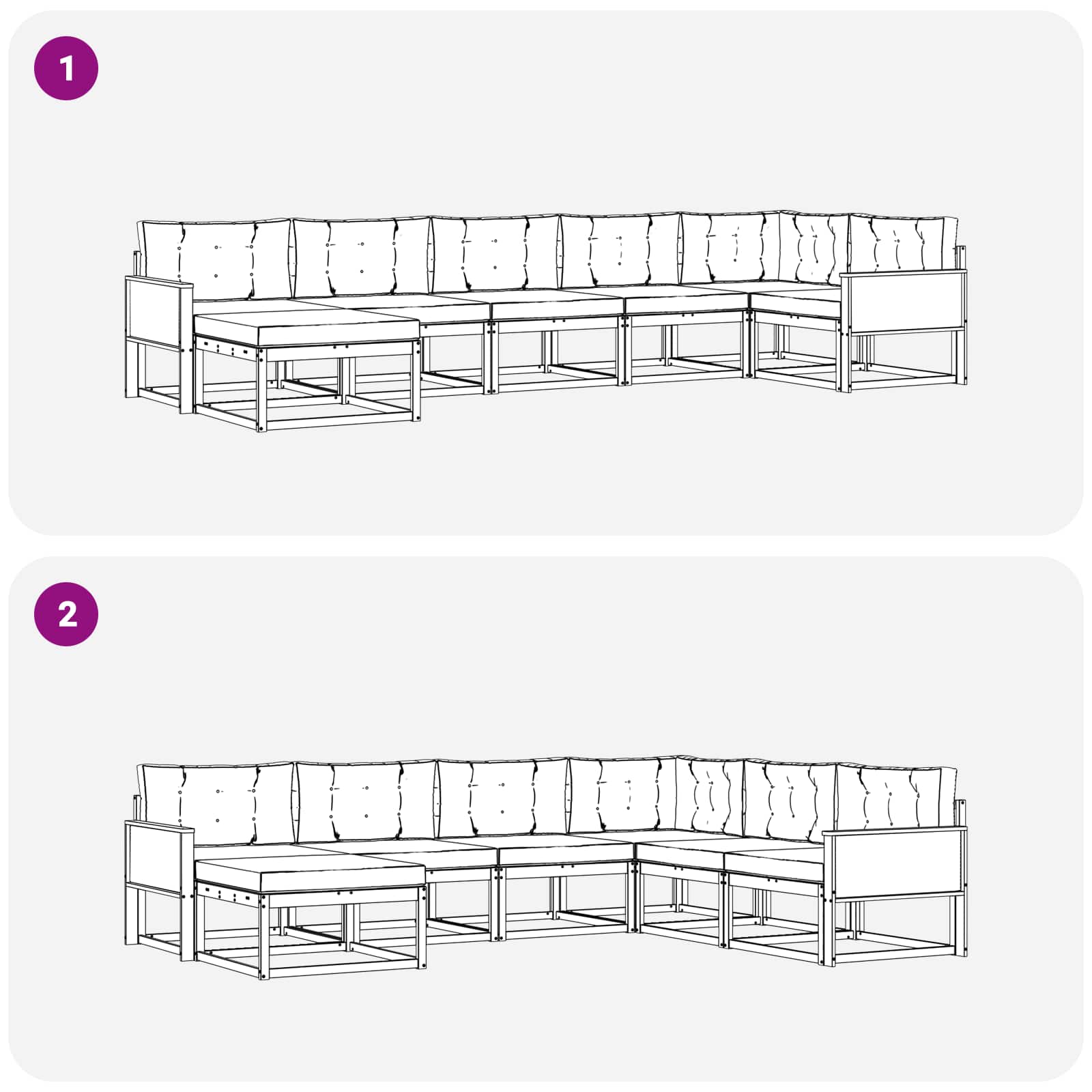 Set di divani da esterno 7 pcs Naturale e Grigio Chiaro | homemem39