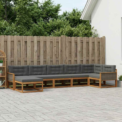 Set di divani da esterno con cuscino 7 pcs Naturale e Antracite | homemem39