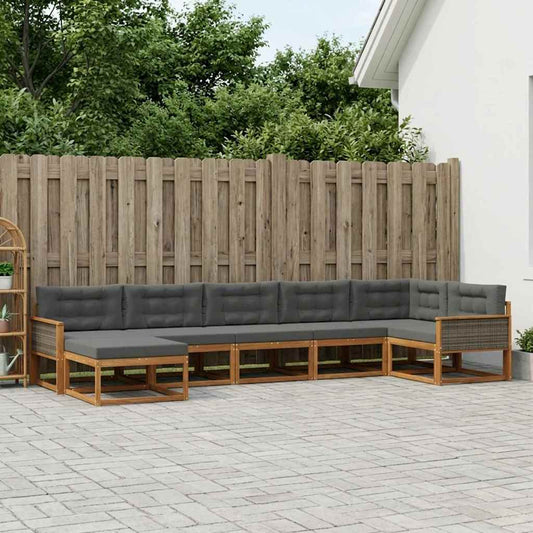 Set di divani da esterno con cuscino 7 pcs Naturale e Antracite | homemem39