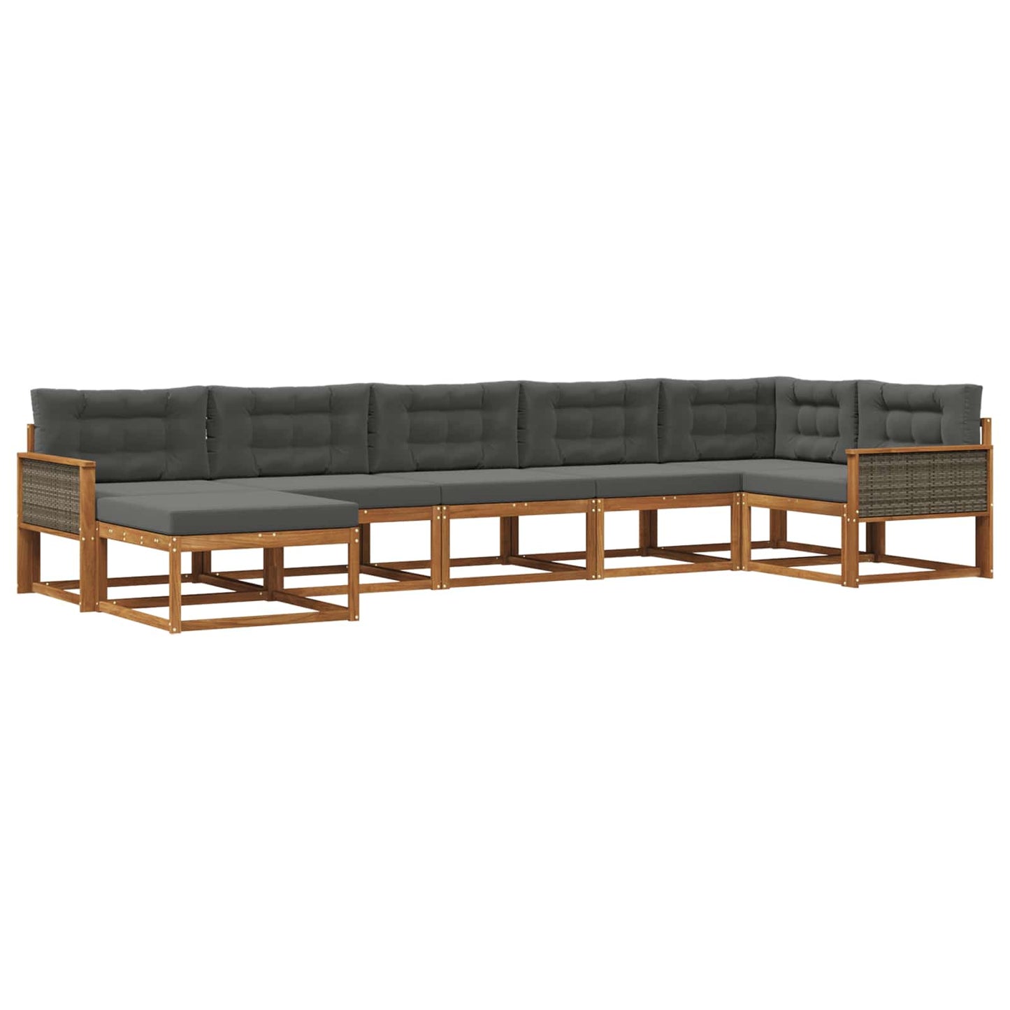 Set di divani da esterno con cuscino 7 pcs Naturale e Antracite | homemem39