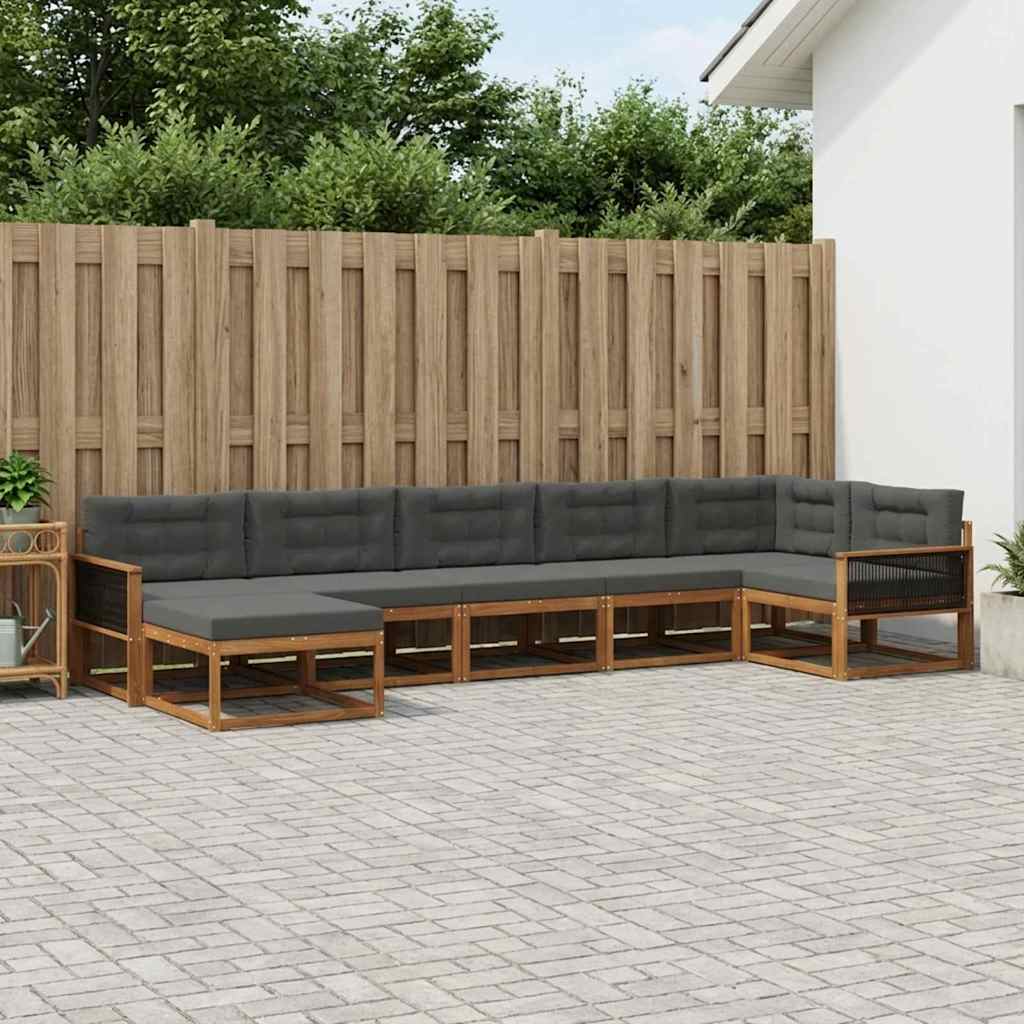 Set di divani da esterno con cuscino 7 pcs Naturale e Antracite