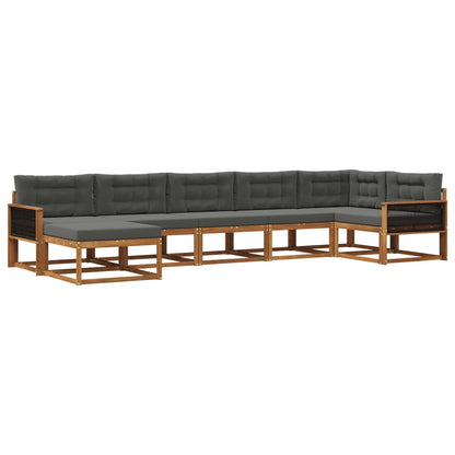 Set di divani da esterno con cuscino 7 pcs Naturale e Antracite