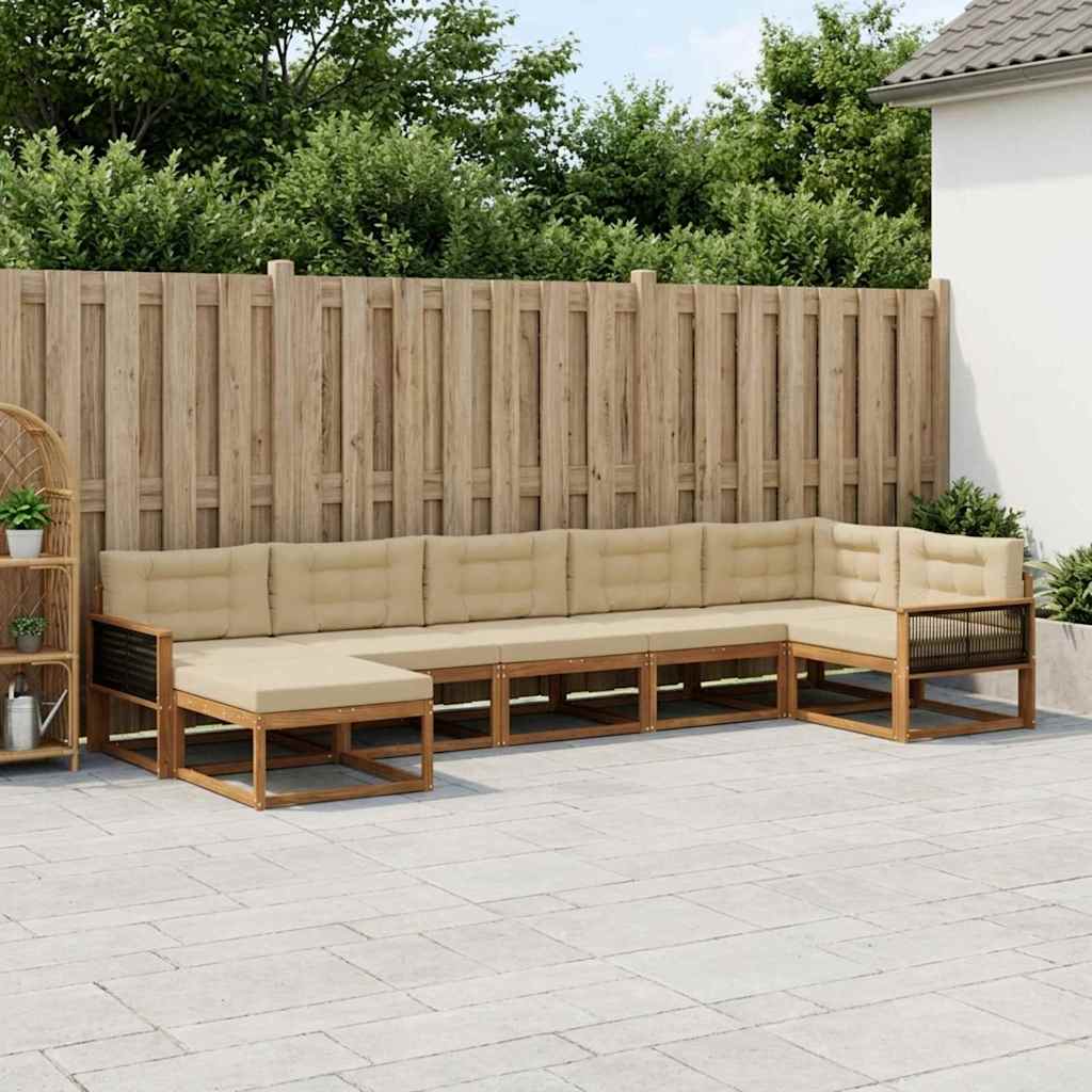 Set di divani da esterno con cuscino 7 pcs Naturale e Beige | homemem39