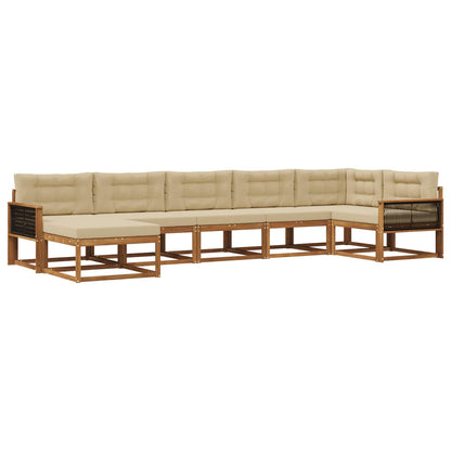 Set di divani da esterno con cuscino 7 pcs Naturale e Beige | homemem39