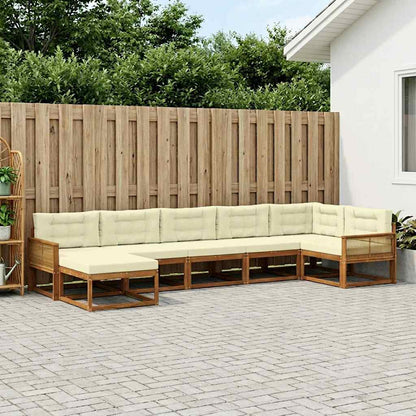 Set di divani da esterno con cuscino 7 pcs Naturale e Crema | homemem39