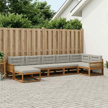 Set di divani da esterno 7 pcs Naturale e Grigio Chiaro