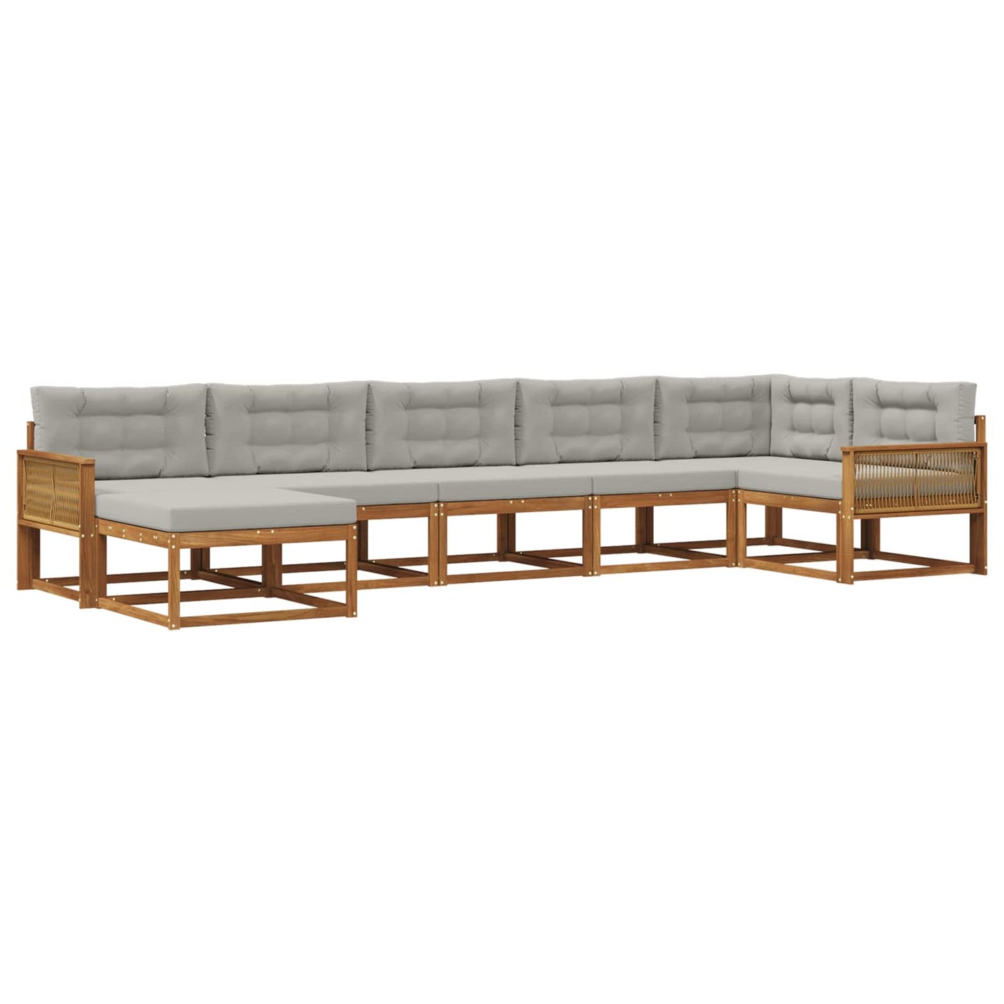 Set di divani da esterno 7 pz Naturale e Grigio Chiaro
