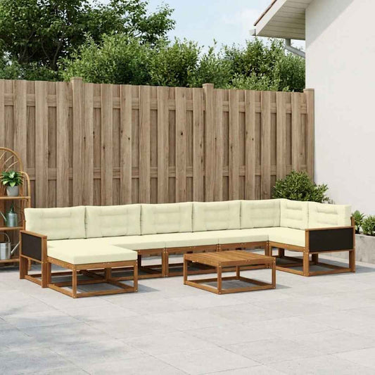 Set di divani da esterno con cuscino 8 pcs Naturale e Crema | homemem39