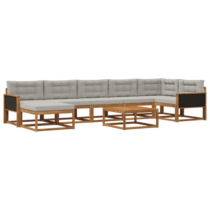 Set di divani da esterno 8 pcs Naturale e Grigio Chiaro