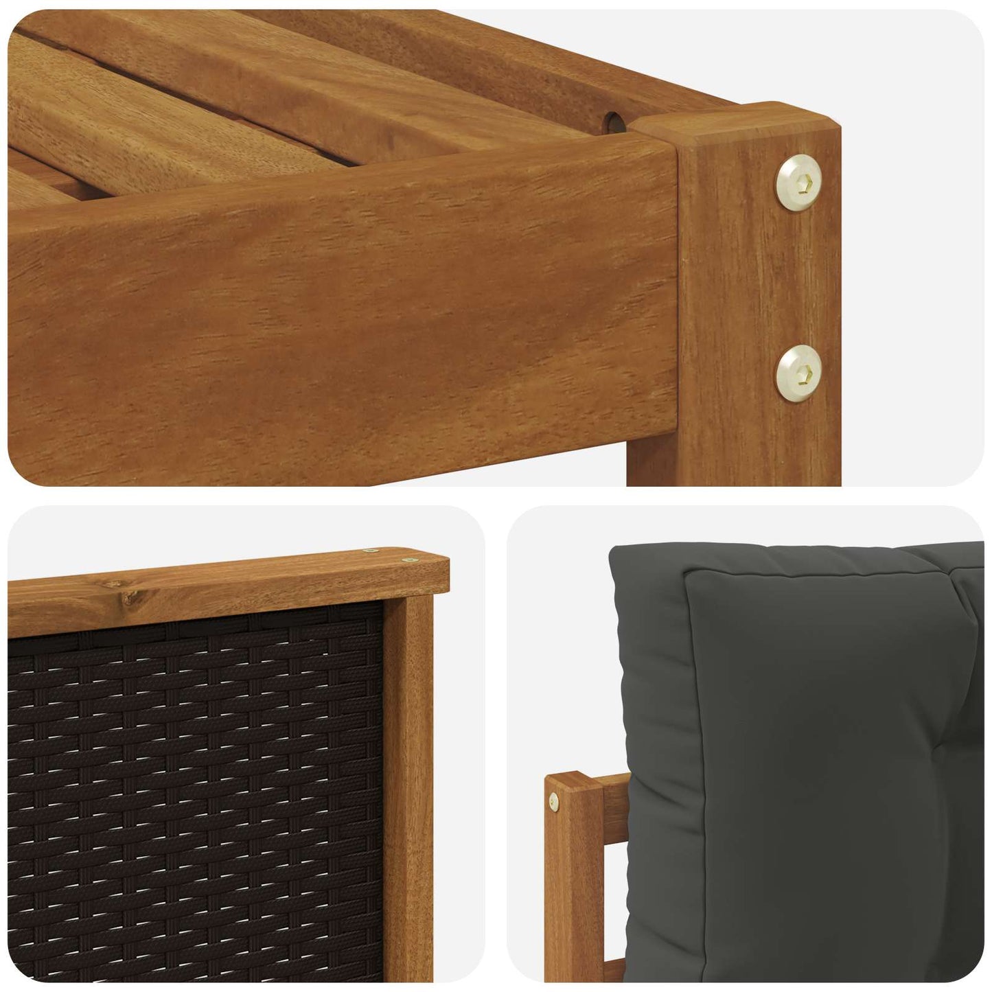 Set di divani da esterno con cuscino 8 pcs Naturale e Antracite | homemem39