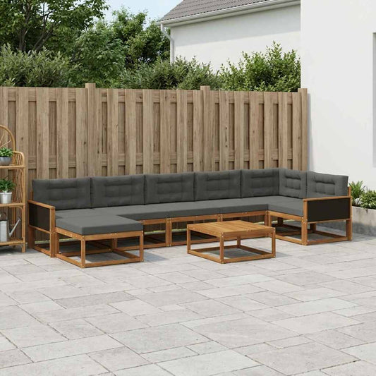 Set di divani da esterno con cuscino 8 pcs Naturale e Antracite | homemem39