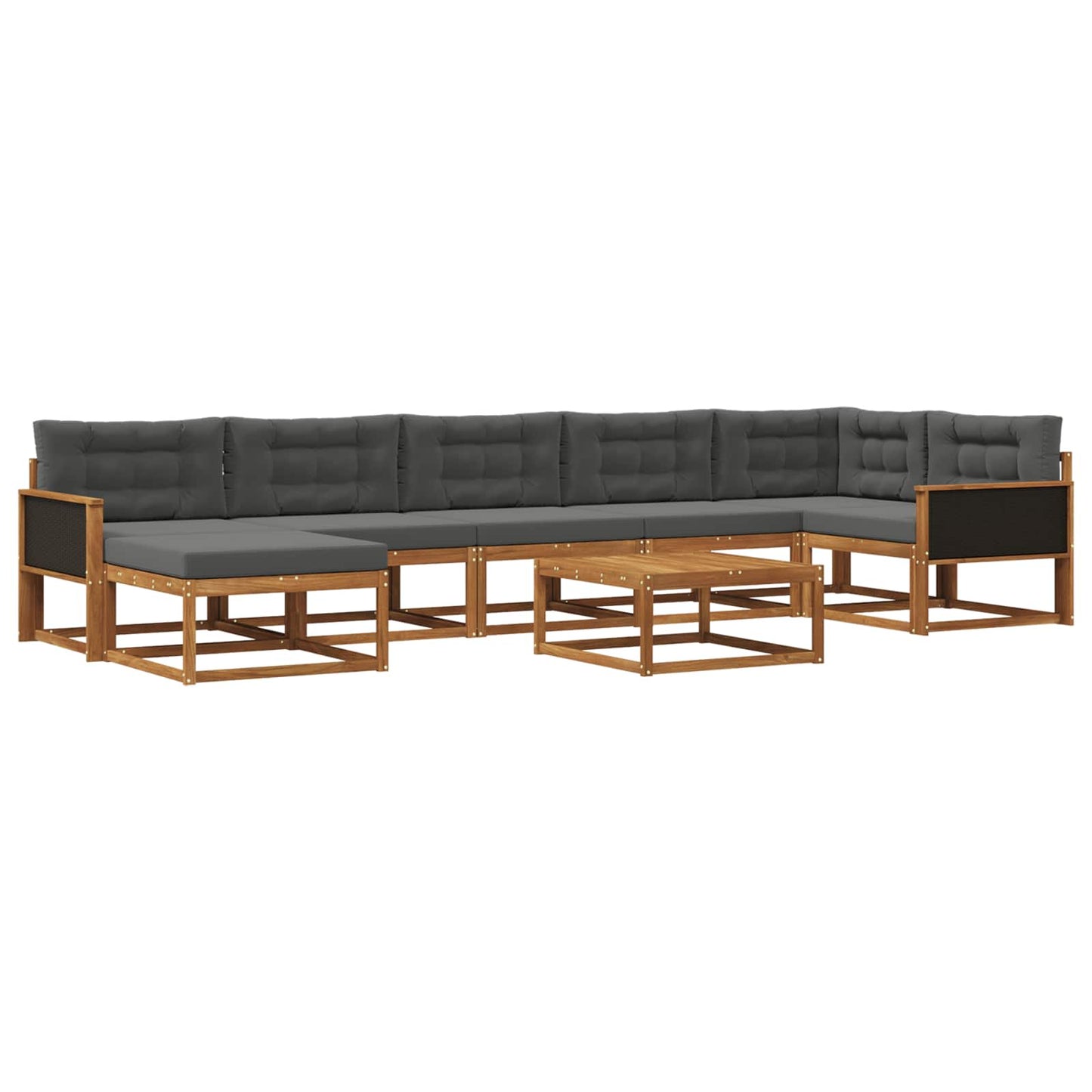 Set di divani da esterno con cuscino 8 pcs Naturale e Antracite | homemem39