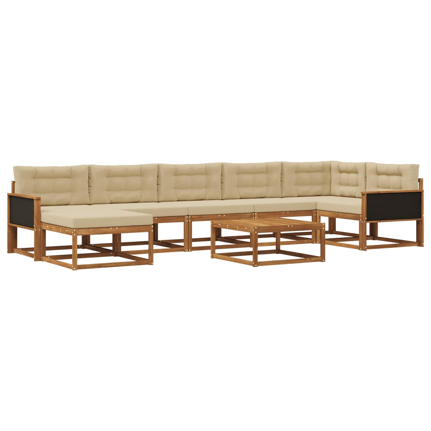 Set di divani da esterno con cuscino 8 pcs Naturale e Beige | homemem39