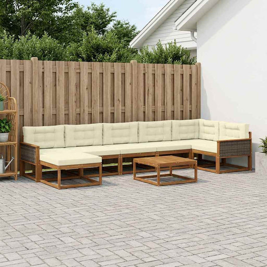 Set di divani da esterno con cuscino 8 pcs Naturale e Crema | homemem39