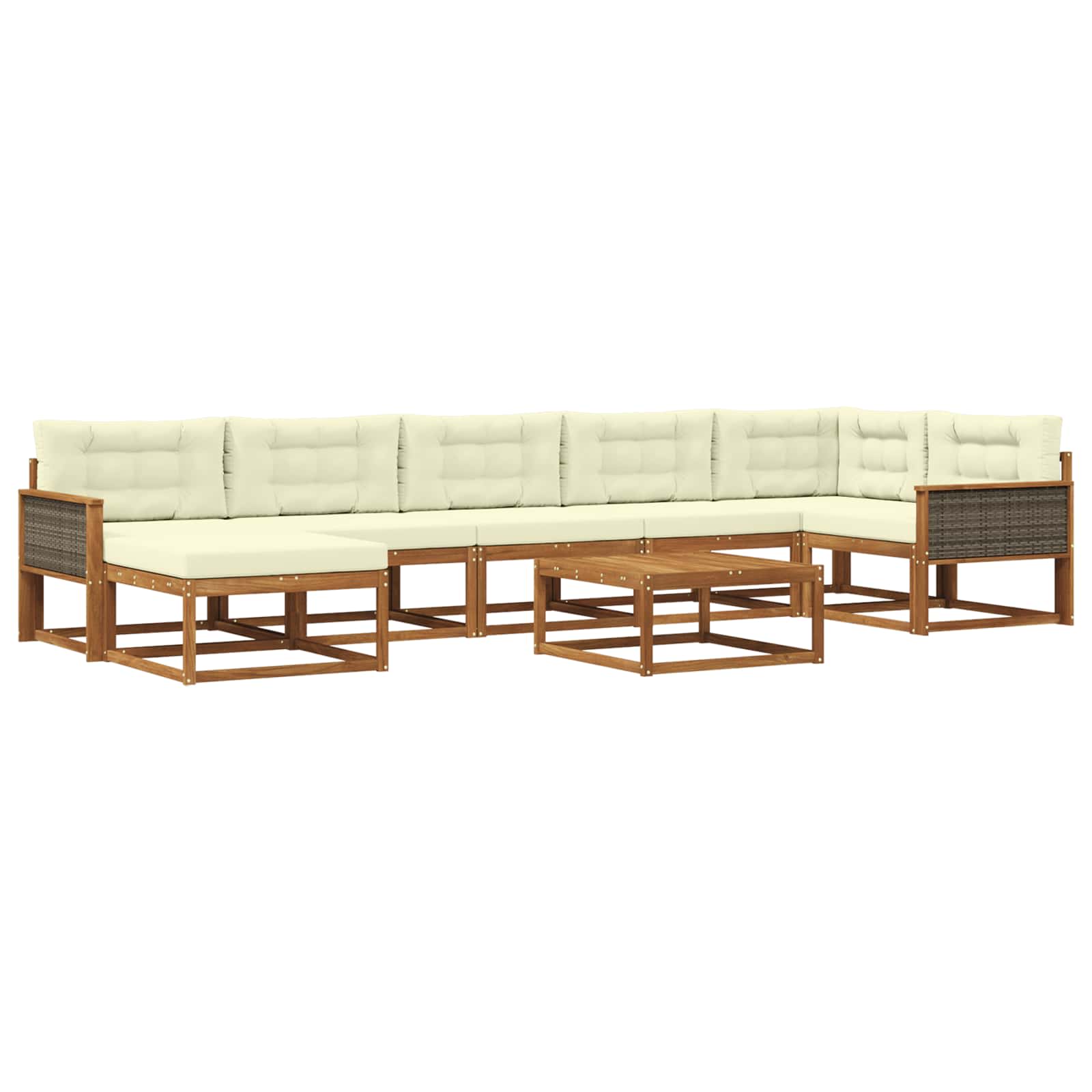 Set di divani da esterno con cuscino 8 pcs Naturale e Crema | homemem39