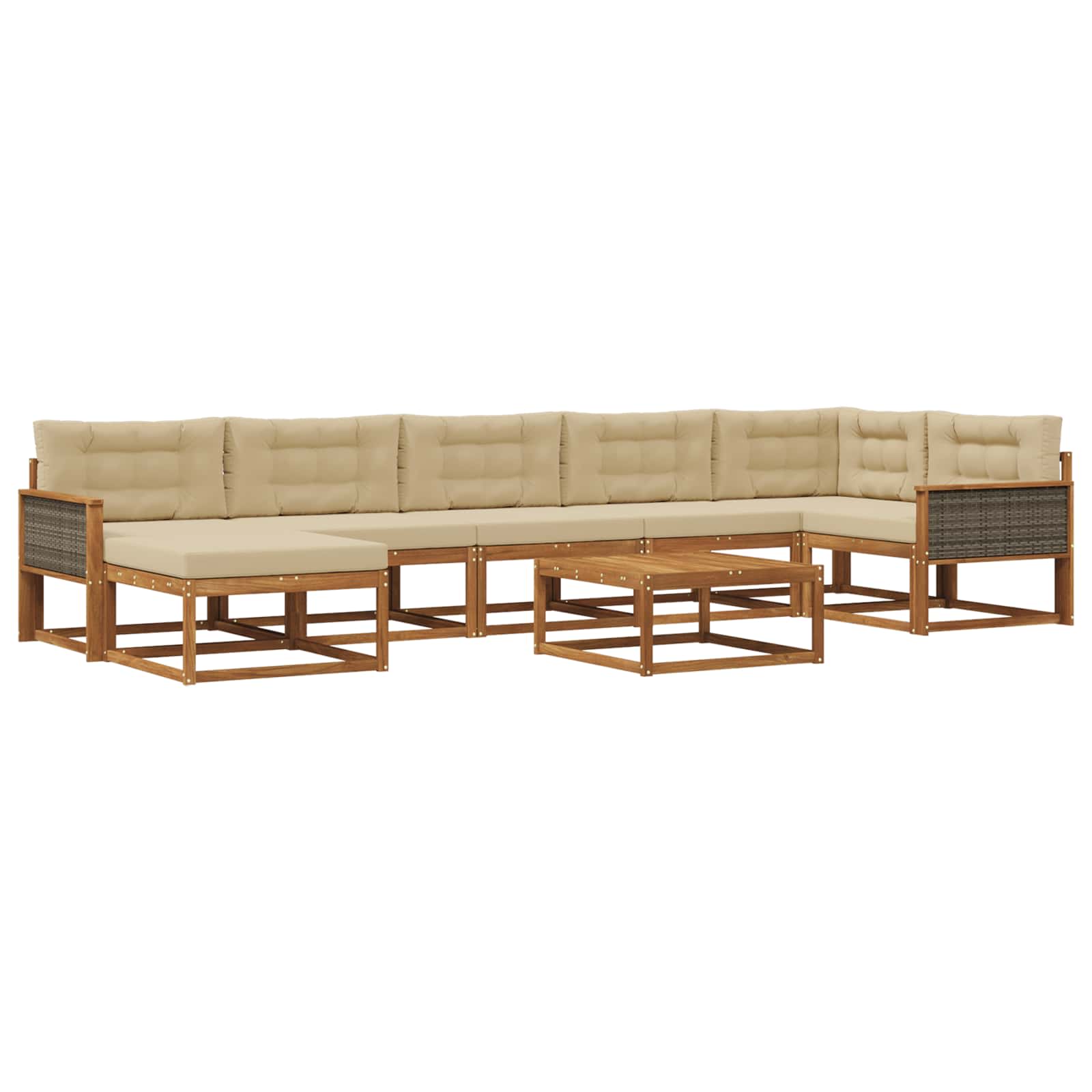 Set di divani da esterno con cuscino 8 pcs Naturale e Beige | homemem39