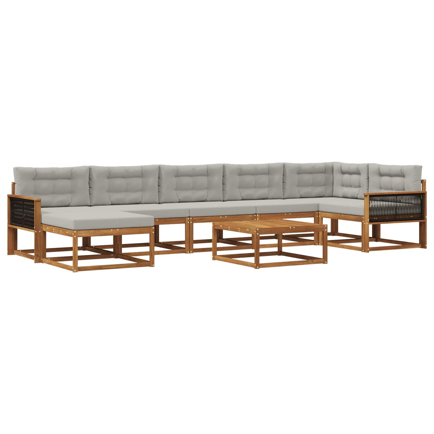 Set di divani da esterno 8 pcs Naturale e Grigio Chiaro