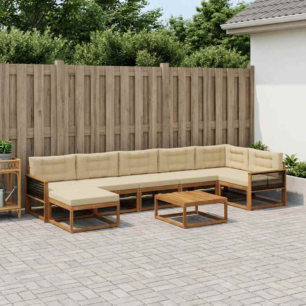 Set di divani da esterno con cuscino 8 pcs Naturale e Beige | homemem39
