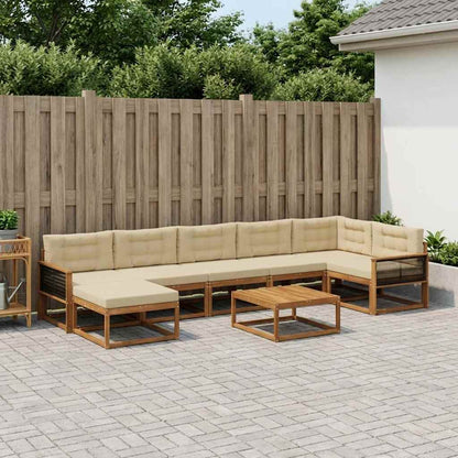 Set di divani da esterno con cuscino 8 pcs Naturale e Beige | homemem39