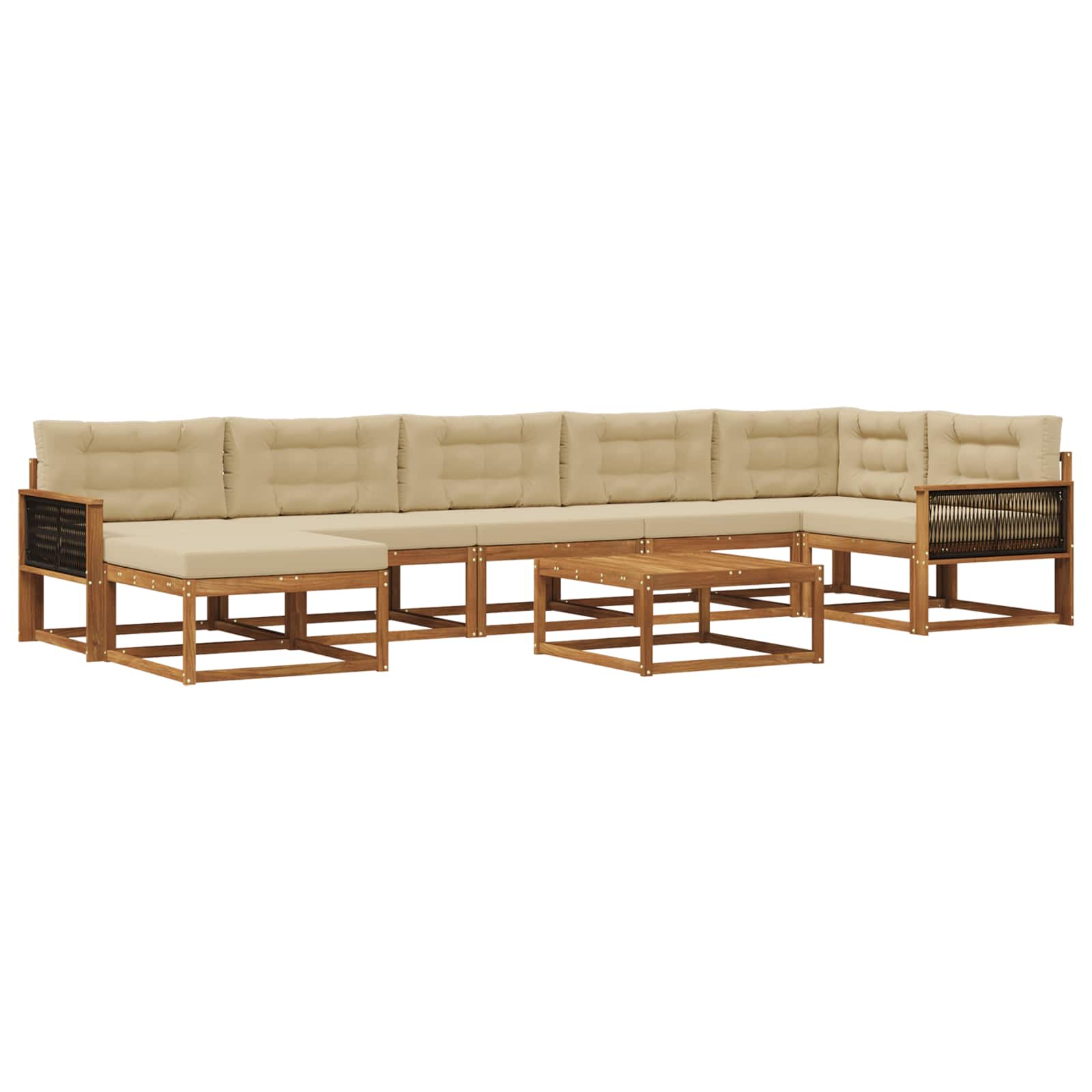 Set di divani da esterno con cuscino 8 pcs Naturale e Beige | homemem39