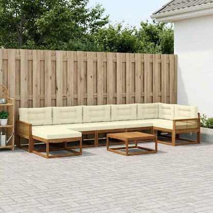 Set di divani da esterno con cuscino 8 pcs Naturale e Crema