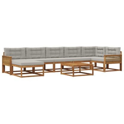 Set di divani da esterno 8 pcs Naturale e Grigio Chiaro