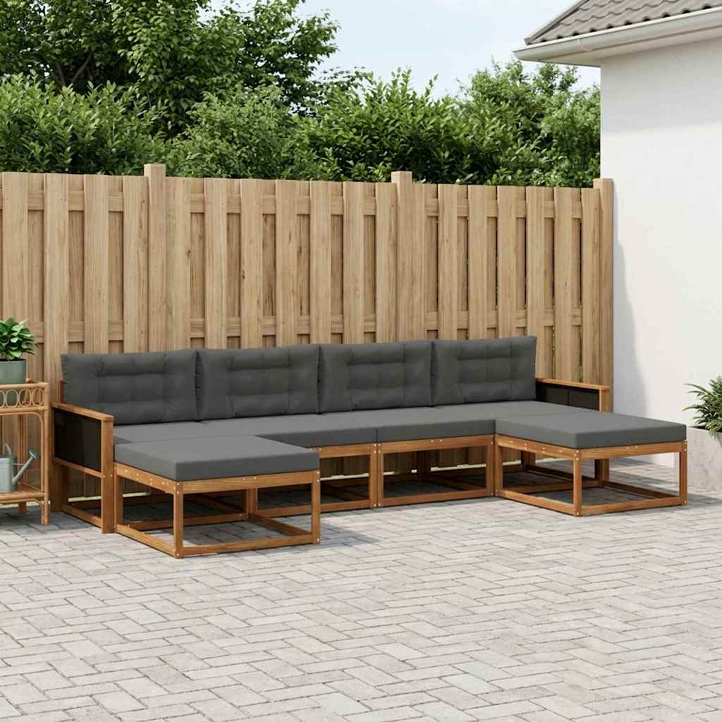 Set di divani da esterno con cuscino 6 pcs Naturale e Antracite | homemem39