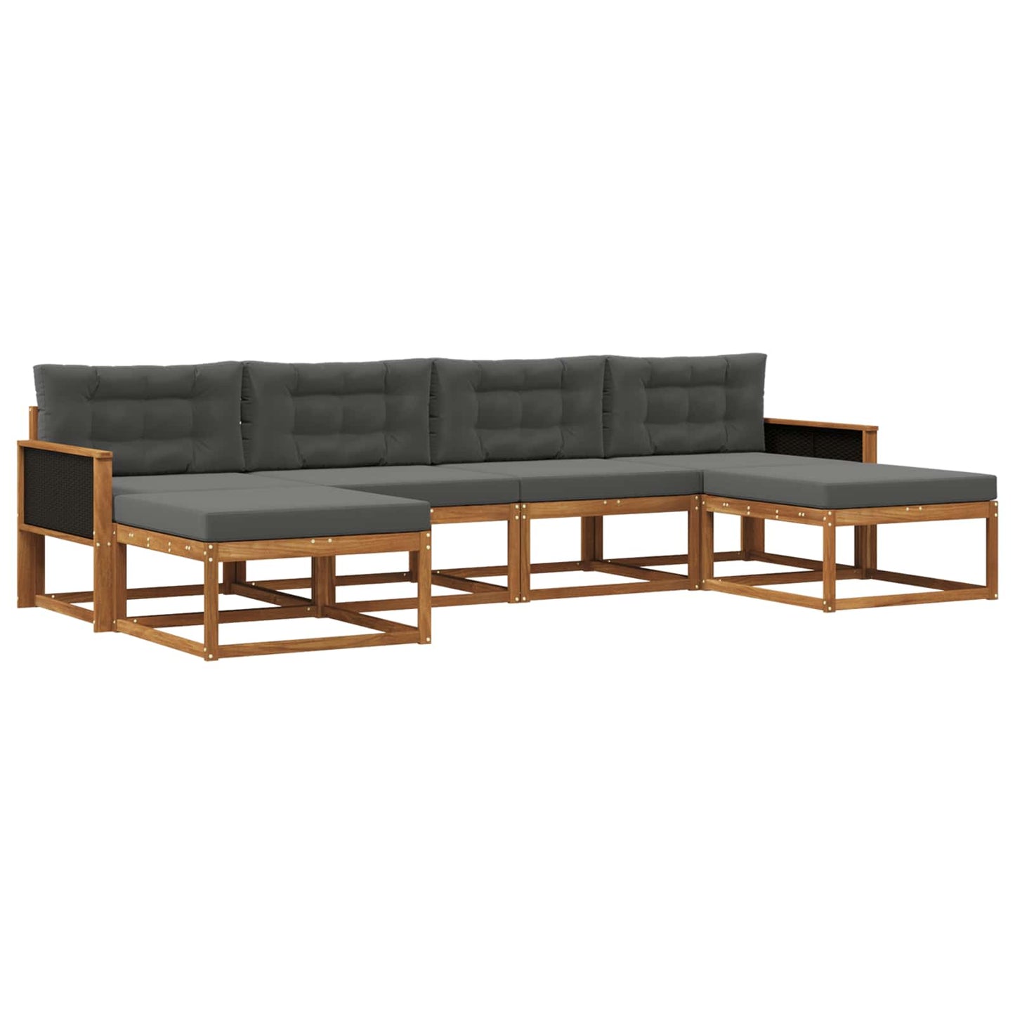 Set di divani da esterno con cuscino 6 pcs Naturale e Antracite | homemem39
