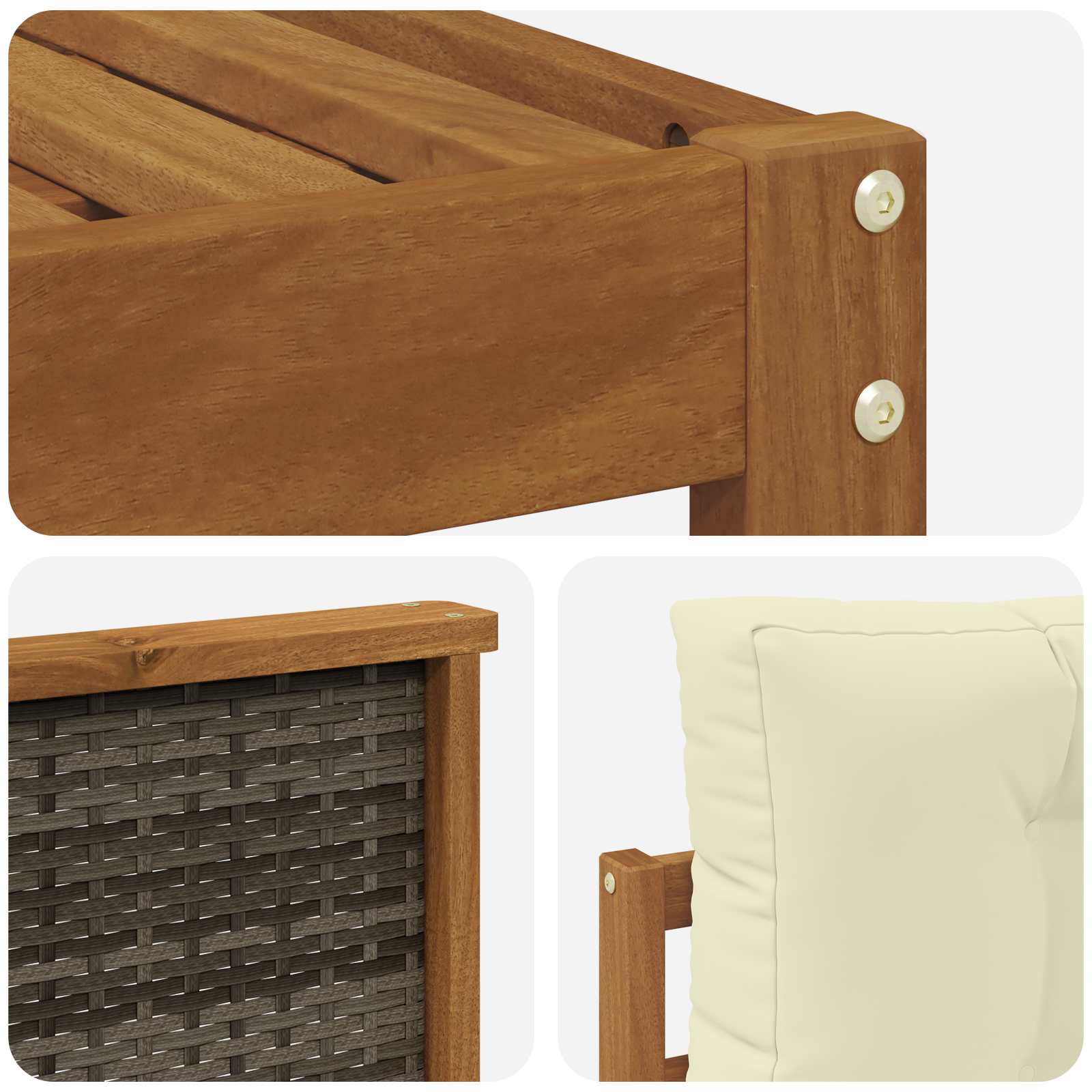 Set di divani da esterno con cuscino 6 pcs Naturale e Crema | homemem39